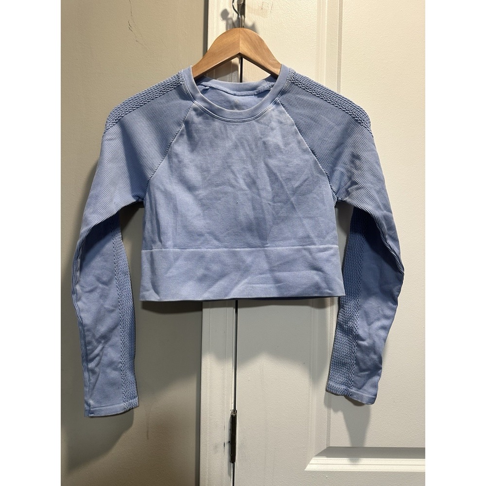 Aerie Light‎ Blue Long Sleeve Crop Medium